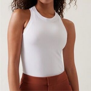 Athleta Renew White Ribbed Racerback Tank Top